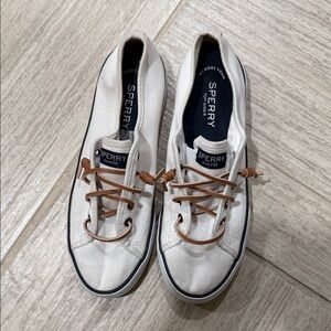 Sperry Off-White Canvas Shoes with Brown Laces